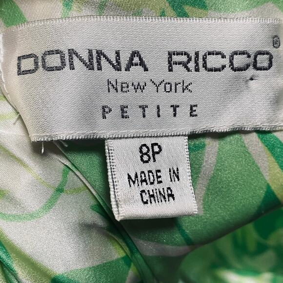 Vintage Y2k Silk Dress Floral Leaf Printed Faux Wrap Sleeveless Gathered Green - Picture 7 of 9